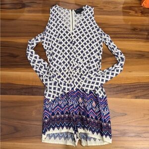 Romeo & Juliet Couture White and Blue Patterned Dress